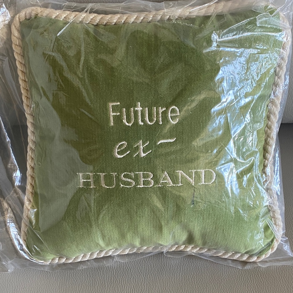 Green velvet Decorative Pillow Future Ex Husband 9”